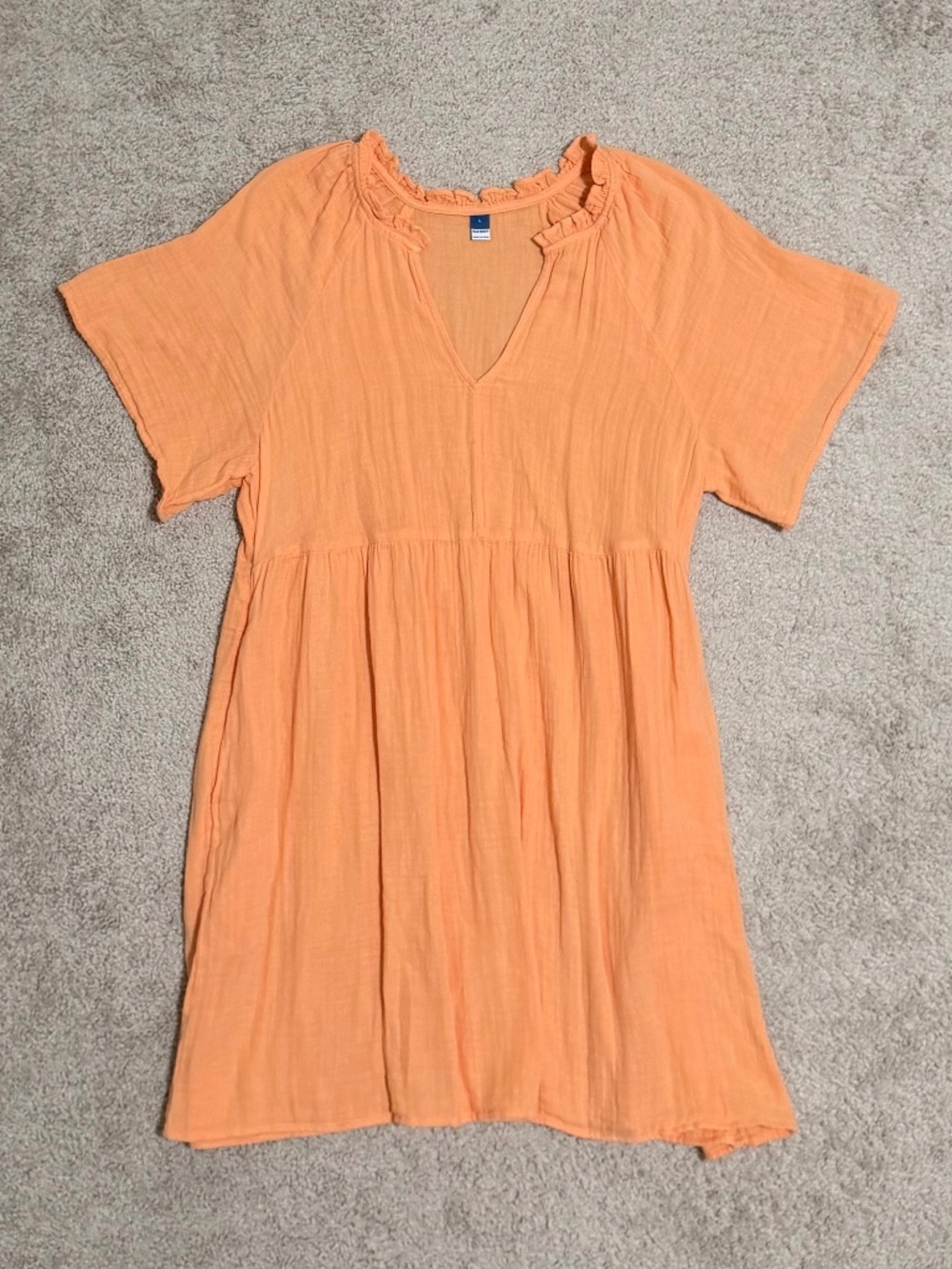 Orange Cotton V-Neck Dress